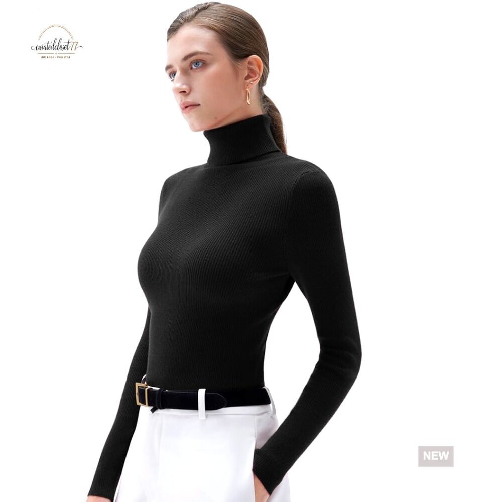 Cashmere Blend Turtleneck Sweater Long Sleeve Pullover Thermal Top